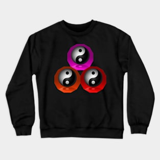 Yin Yang Triangle - Pink, Red and Orange Crewneck Sweatshirt